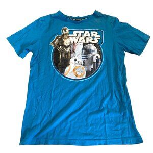 Star Wars Graphic Tee R2-D2, C-3PO & BB-8 Blue Youth Size L